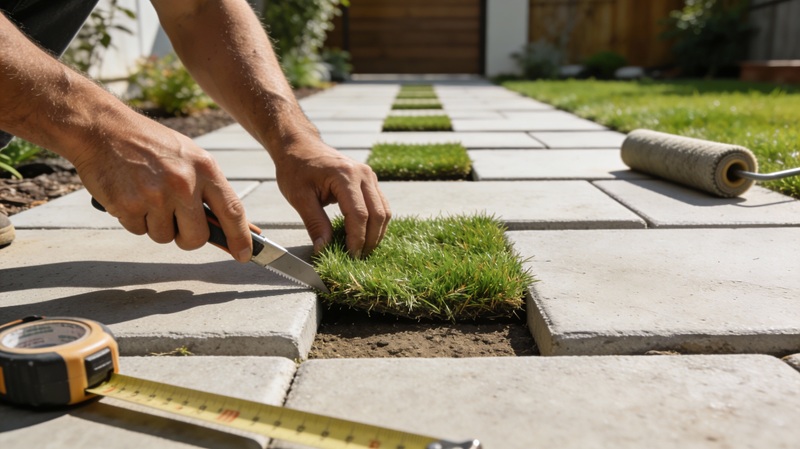 How to Install Artificial Grass Strips Between Pavers Like a Pro